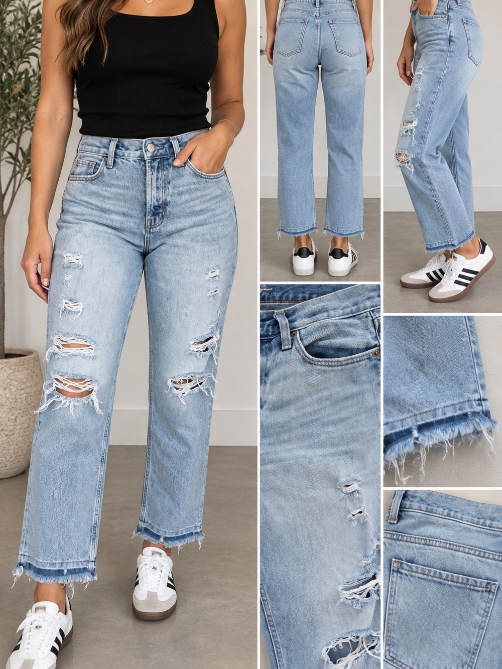 Old Navy Light Blue Distressed Boyfriend Jeans